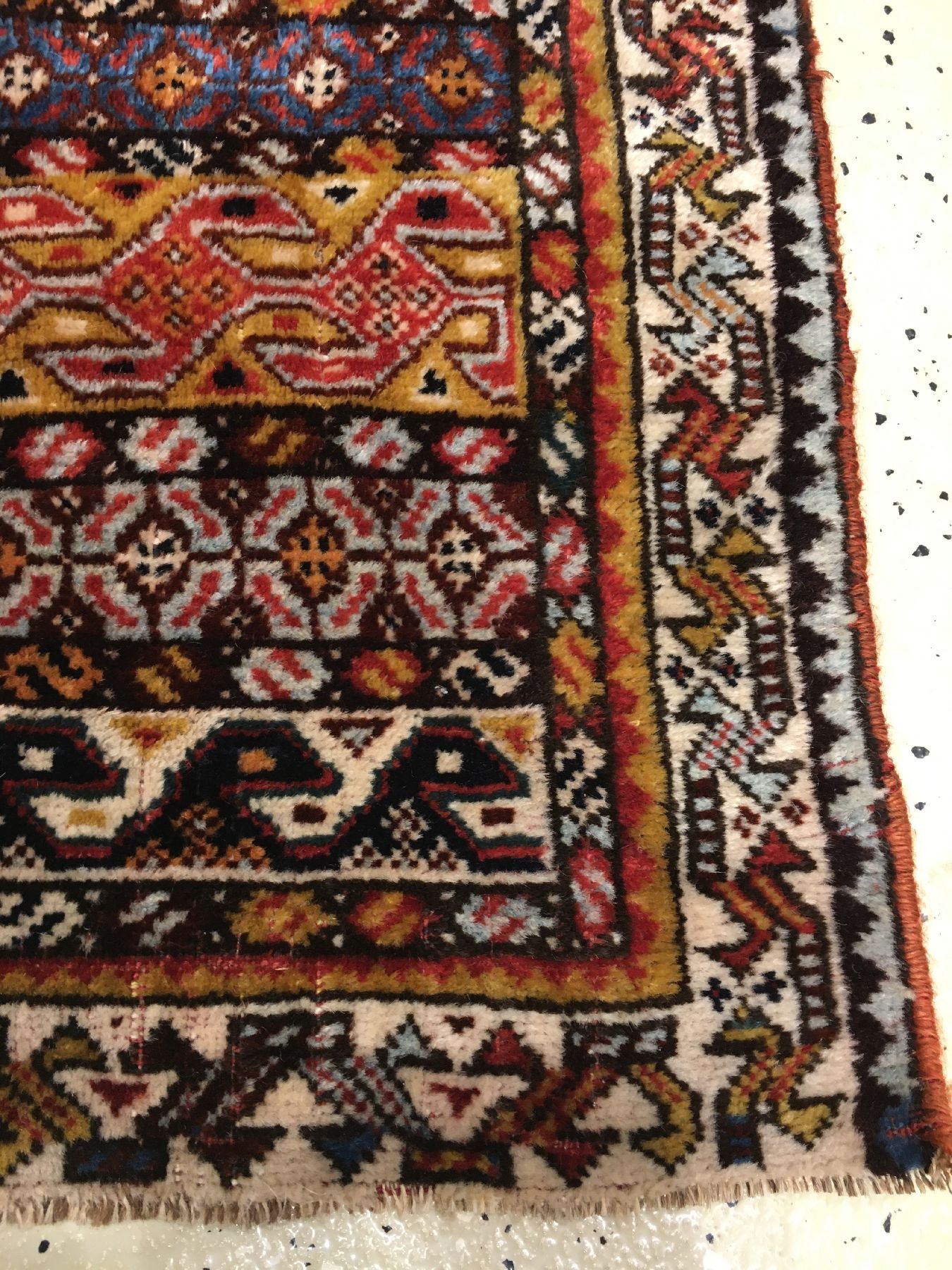 Detail f: Feine Gaschgai "Taschenfront" antik, Südwestpersien Fars-Region, 2 Hälfte 19.Jhd., Wolle geknüpft auf Wolle. Seltene Taschenfront der ...