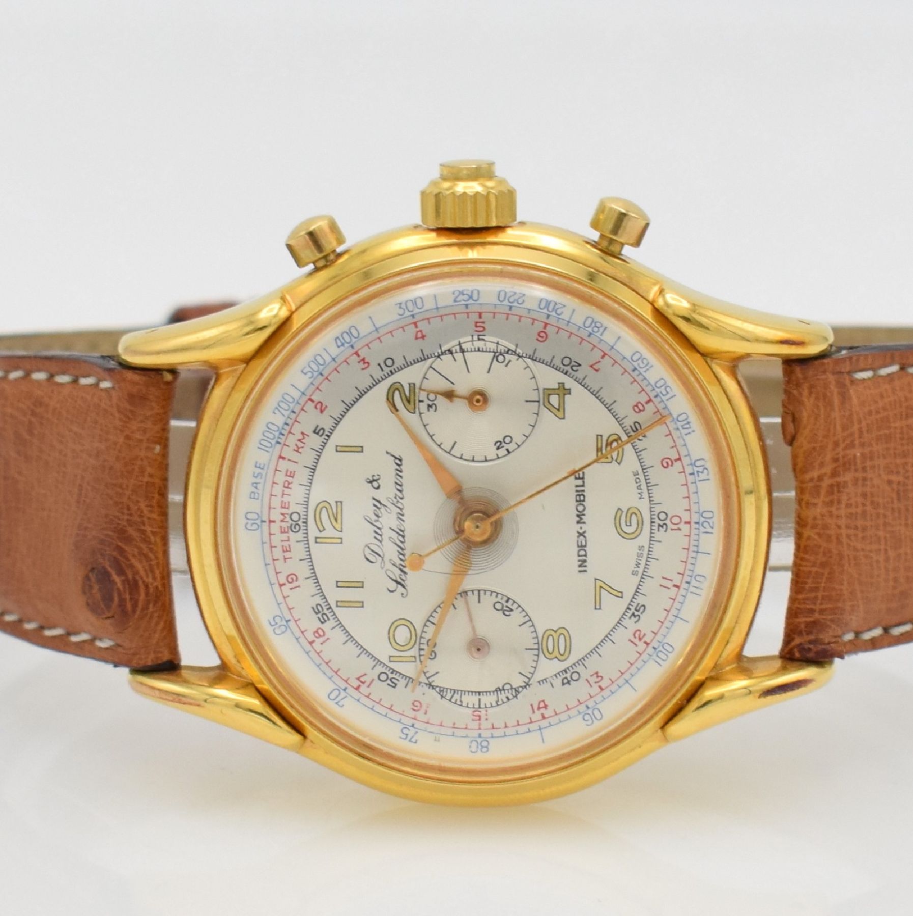 Detail a: DUBEY & SCHALDENBRAND Chronograph Index-Mobilemit Semi-Rattrapante, Schweiz um 1945/1990, Handaufzug, aus Restbeständen montierte Werke von ca. ...