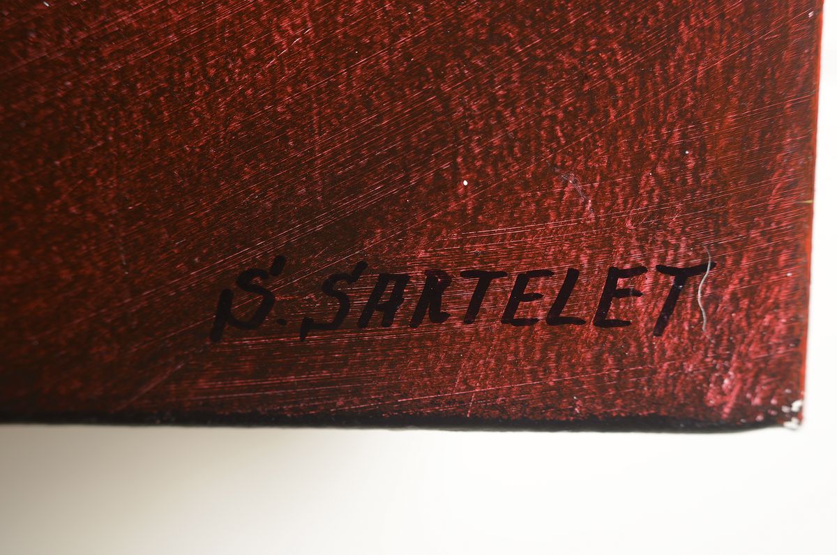Detail a: Silvia Sartelet, geb 1947 Berlin, abstrakte Komposition, Acryl/Lwd, signiert ca. 100 x 100 cm