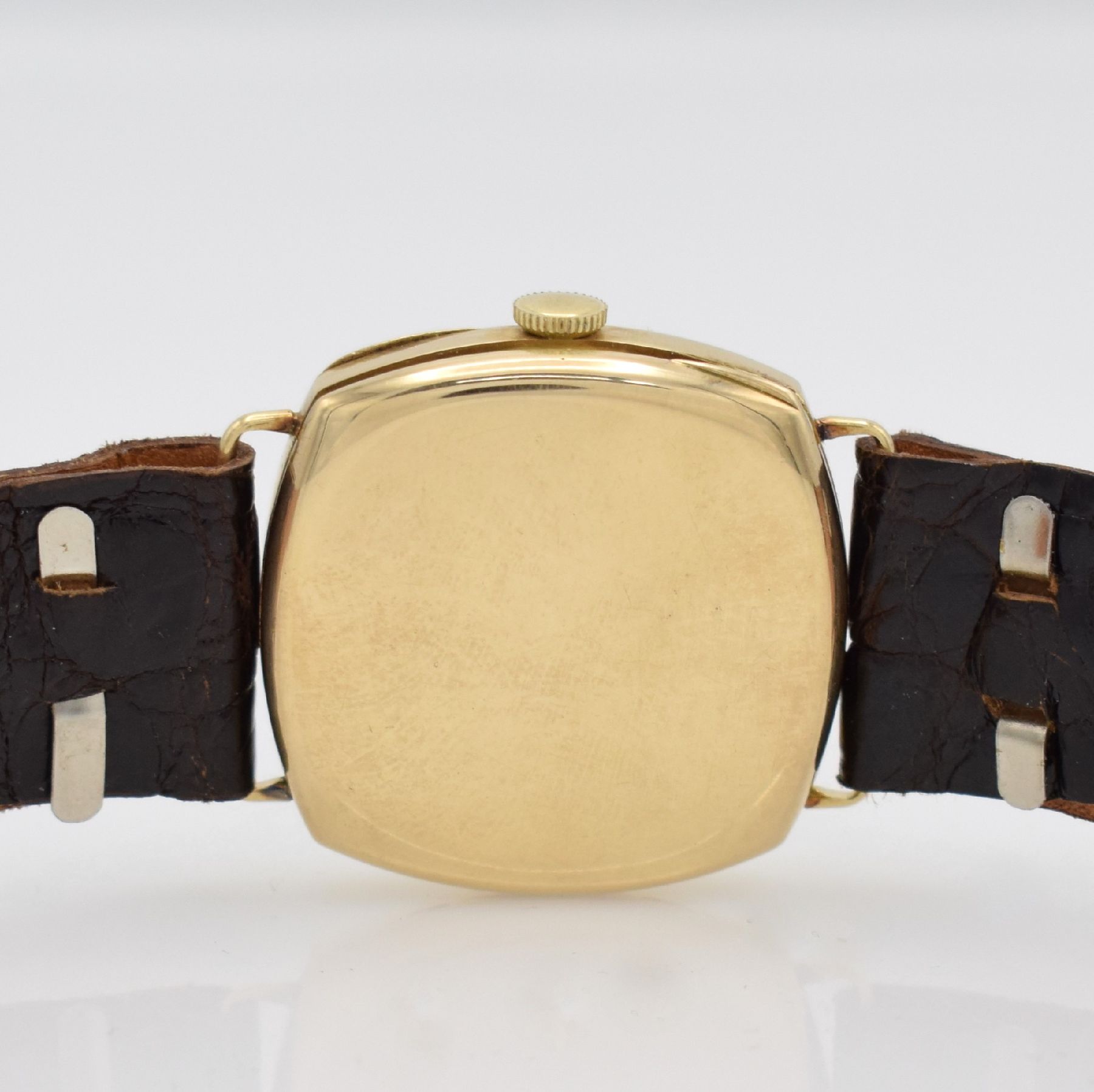 Detail d: IWC / Andreas Huber URANIA seltene Armbanduhr in GG 585/000 mit Kal. 64T, Schweiz um 1925, 2-teil., kissenförm. Gehäuse, Zifferblatt altersbed. ...
