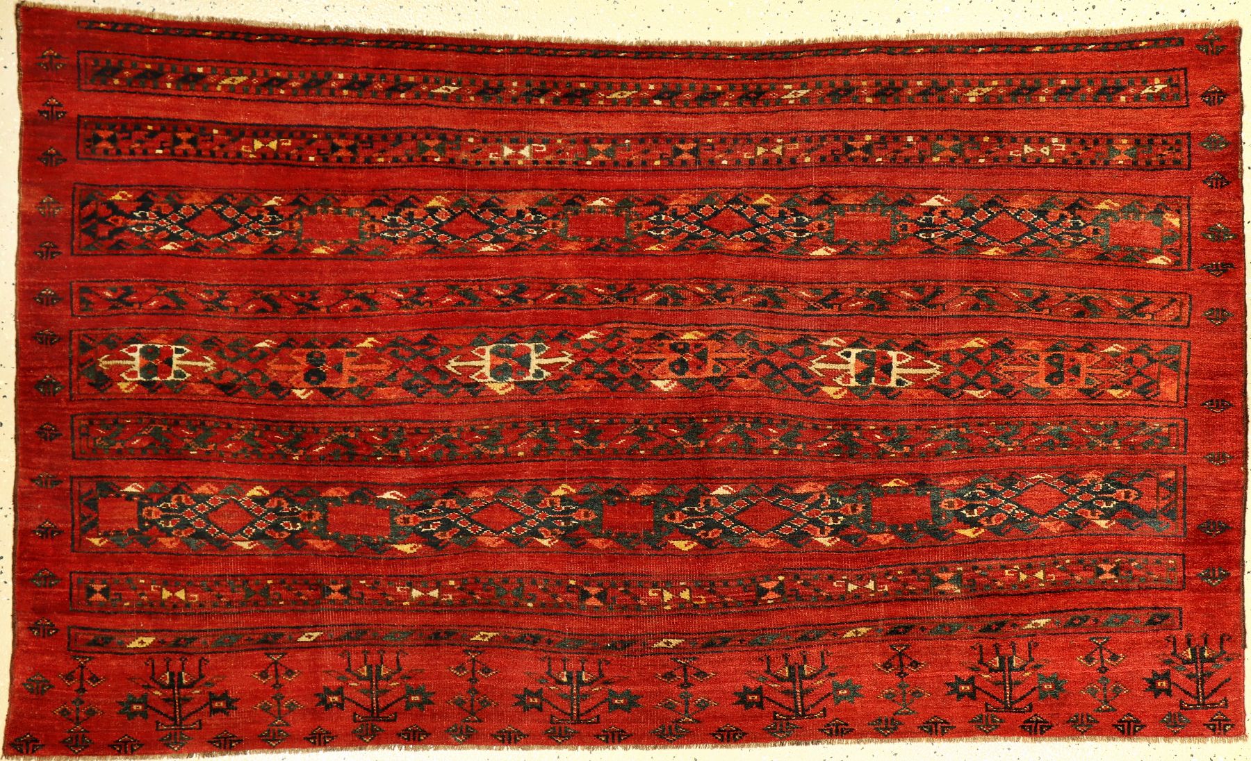 Großer Beschir "Tschowal" antik, Turkmenistan Amu-Darja, Mitte 19.Jhd., Wolle geknüpft auf Wolle. Große farbenfrohe Zelttasche der ...
