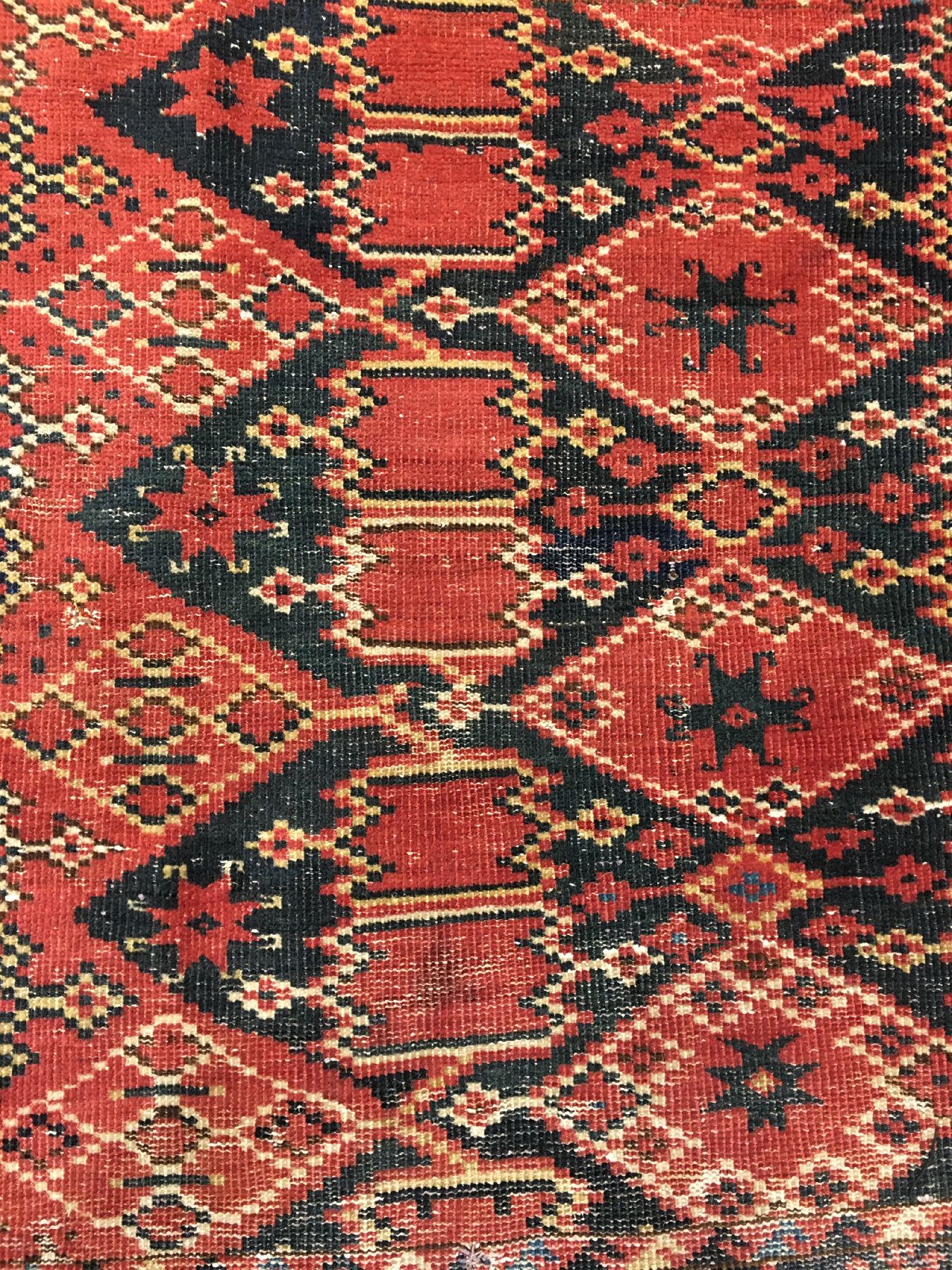 Detail d: Feine Beschir "Tschowal" antik, Turkmenistan Amu-Darja, 1.Hälfte 19.Jhd., Wolle geknüpft auf Wolle. Seltene frühe Zelttasche der ...