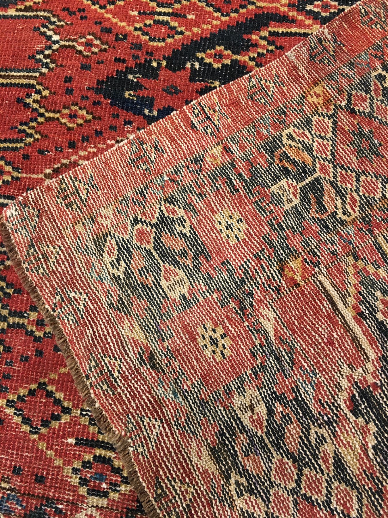 Detail h: Feine Beschir "Tschowal" antik, Turkmenistan Amu-Darja, 1.Hälfte 19.Jhd., Wolle geknüpft auf Wolle. Seltene frühe Zelttasche der ...