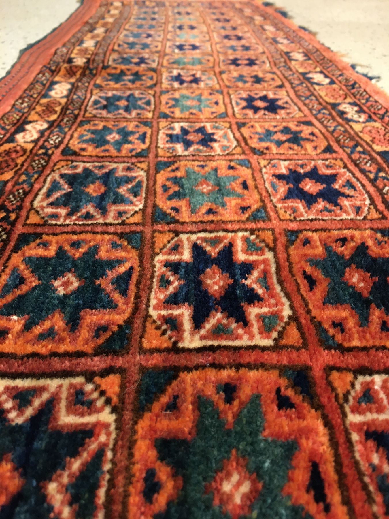 Detail c: Feine Ersari "Torba" antik, Turkmenistan Amu-Darja, Ende 19.Jhd., Wolle geknüpft auf Wolle. Feine Torba im Sternen allover Typus mit ...