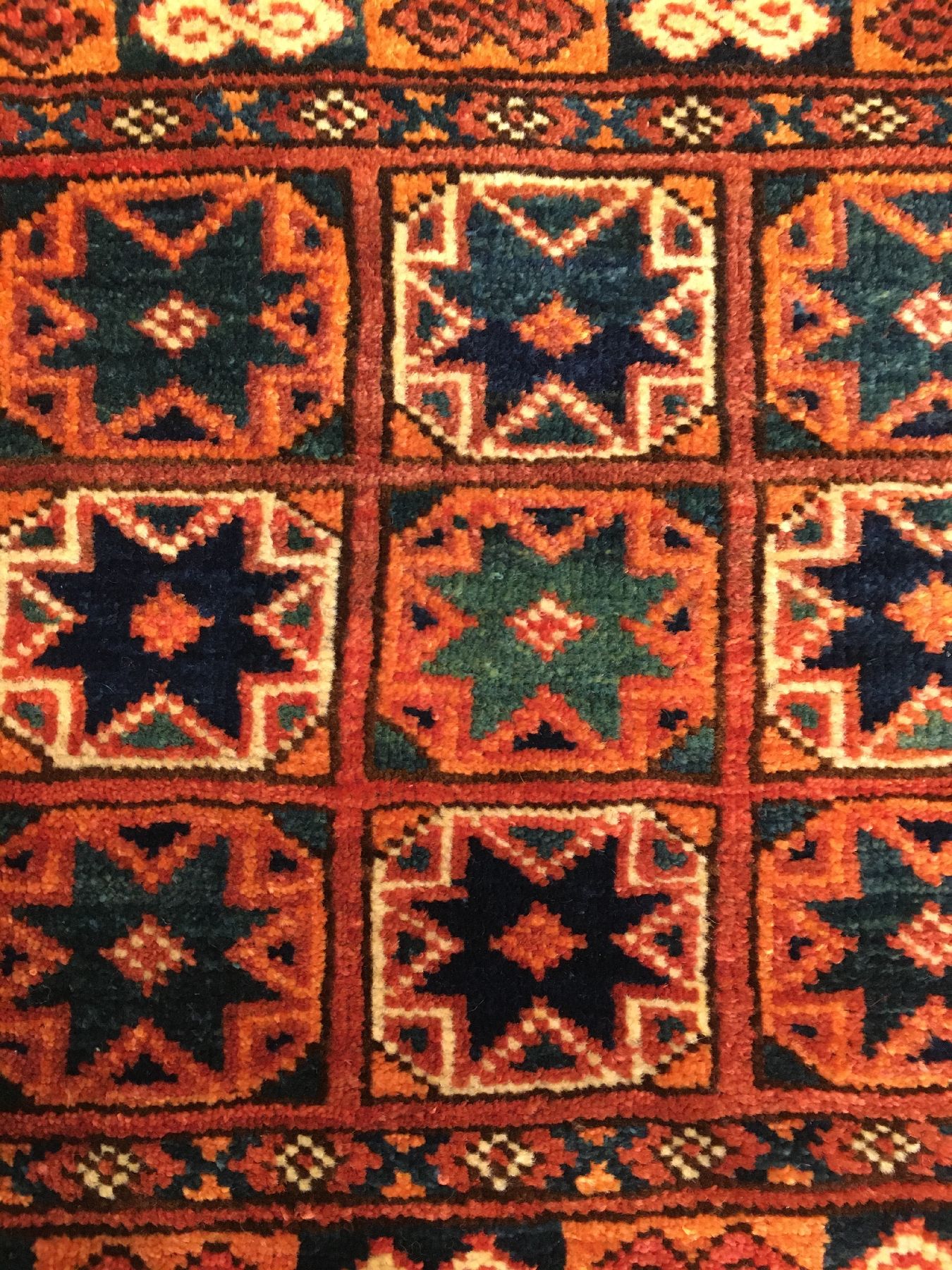 Detail d: Feine Ersari "Torba" antik, Turkmenistan Amu-Darja, Ende 19.Jhd., Wolle geknüpft auf Wolle. Feine Torba im Sternen allover Typus mit ...