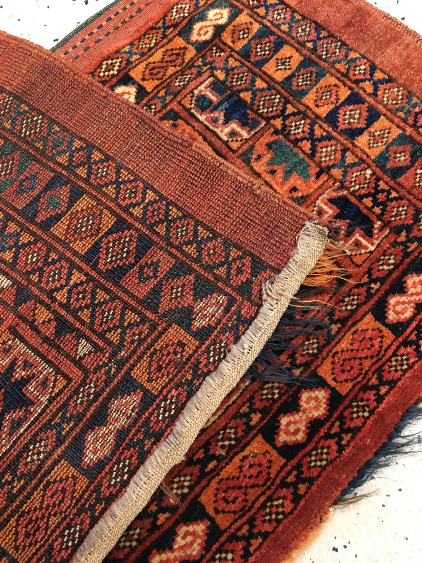 Detail h: Feine Ersari "Torba" antik, Turkmenistan Amu-Darja, Ende 19.Jhd., Wolle geknüpft auf Wolle. Feine Torba im Sternen allover Typus mit ...
