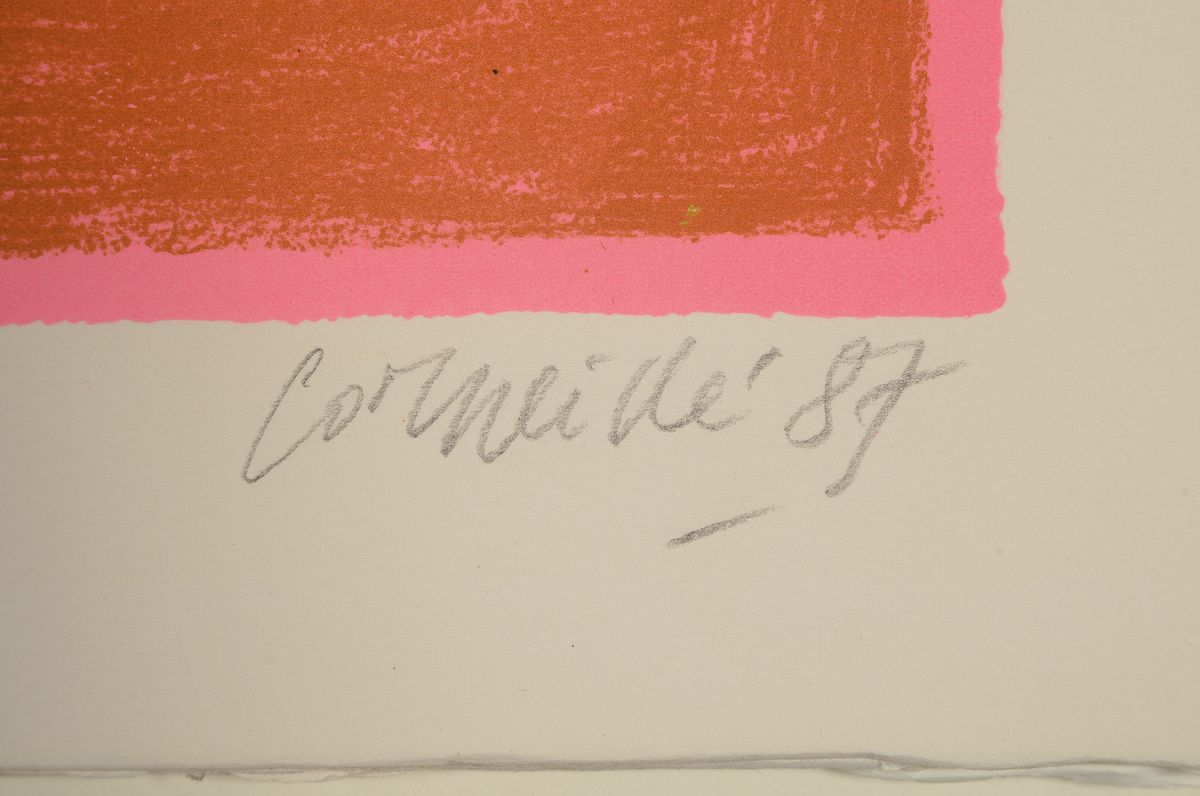 Detail d: Corneille, 1922-2010, Mappe mit 4 Farblithografien, aus der Edition Galerie Silkeborg, je signiert, nummeriert, Blatt ca. 50x65cm
