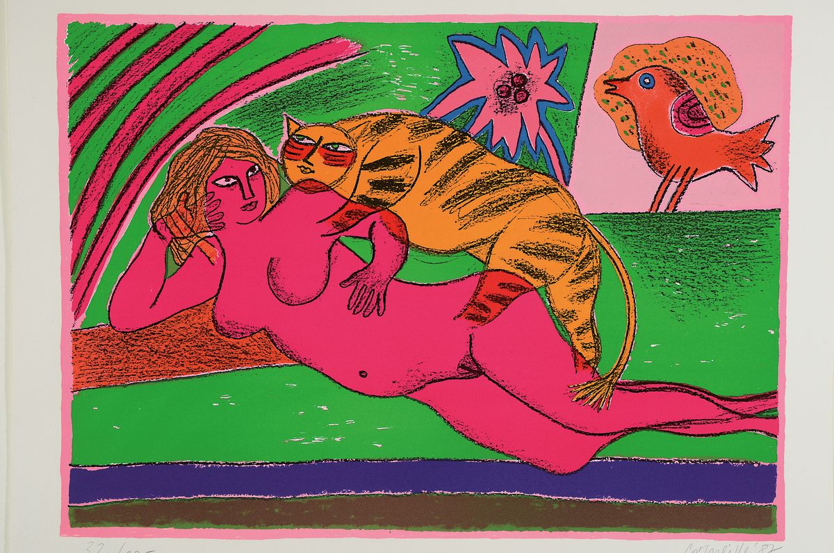 Detail k: Corneille, 1922-2010, Mappe mit 4 Farblithografien, aus der Edition Galerie Silkeborg, je signiert, nummeriert, Blatt ca. 50x65cm