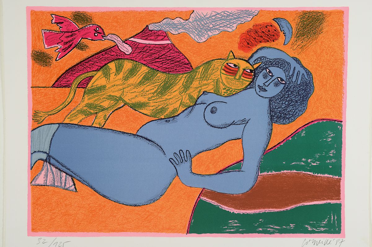 Detail m: Corneille, 1922-2010, Mappe mit 4 Farblithografien, aus der Edition Galerie Silkeborg, je signiert, nummeriert, Blatt ca. 50x65cm
