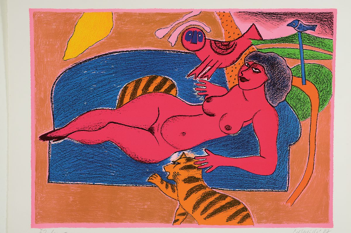 Detail n: Corneille, 1922-2010, Mappe mit 4 Farblithografien, aus der Edition Galerie Silkeborg, je signiert, nummeriert, Blatt ca. 50x65cm