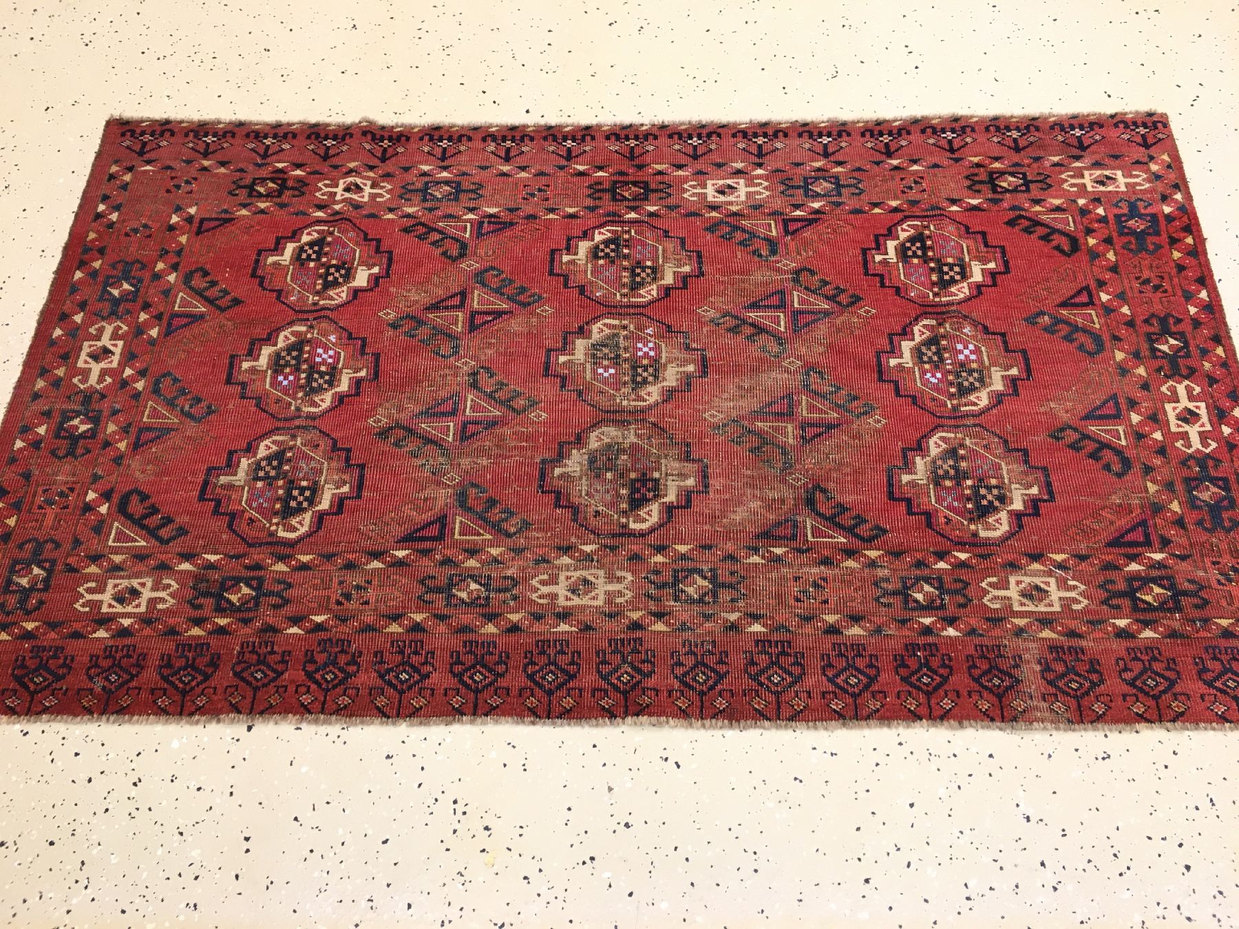 Detail a: Früher Beschir "Tschowal" antik (Mit blauen Seiden-Highlights), Turkmenistan Amu-Darja,1.Hälfte 19.Jhd., Wolle mit Seiden-Highlights ...