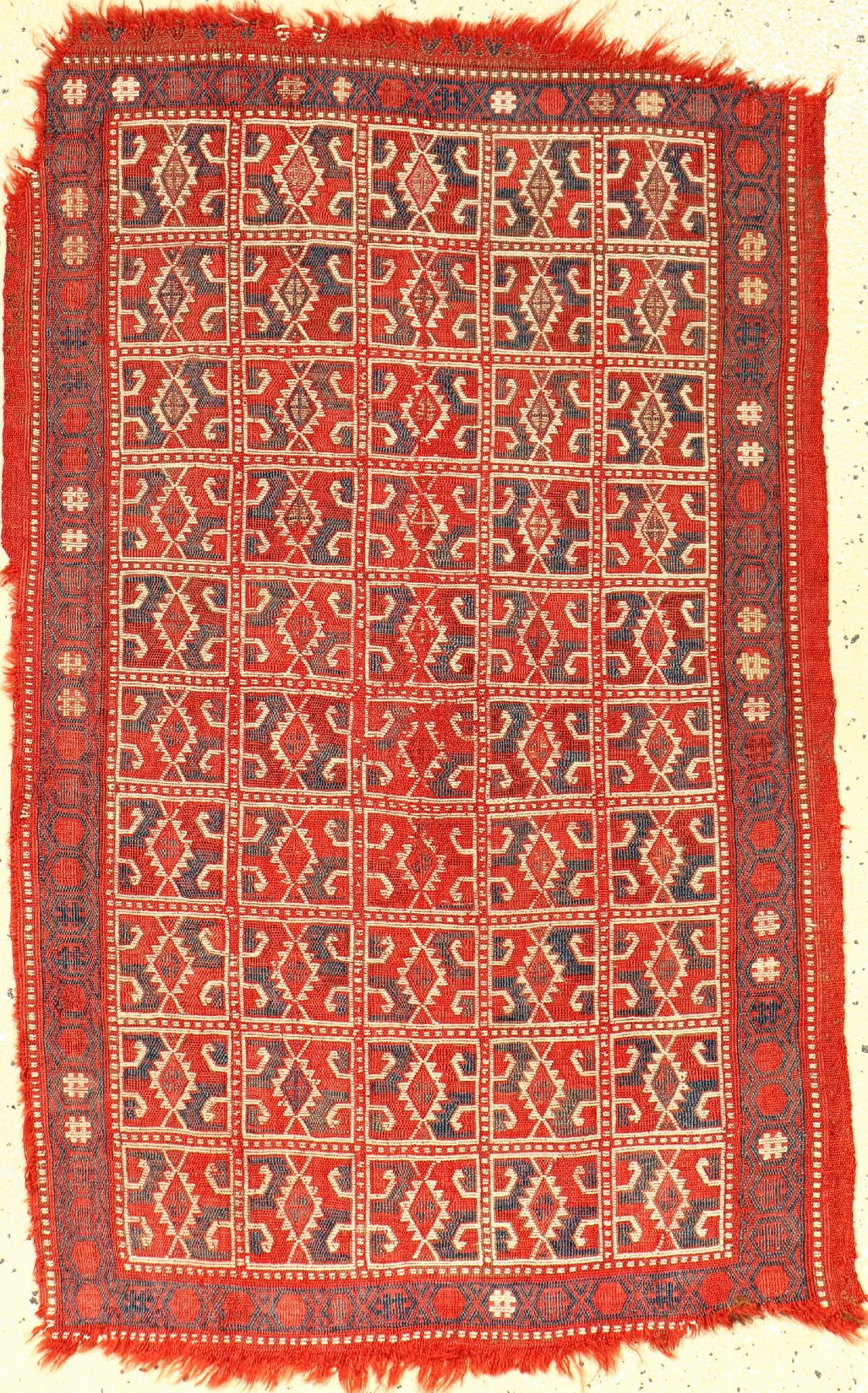 Zili Yastik "Flachgewebe" antik (Mit Metallbrokat), Nordwestanatolien Bergama- Region, 19.Jhd., Wolle mit Metall-Highlights gewebt auf ...