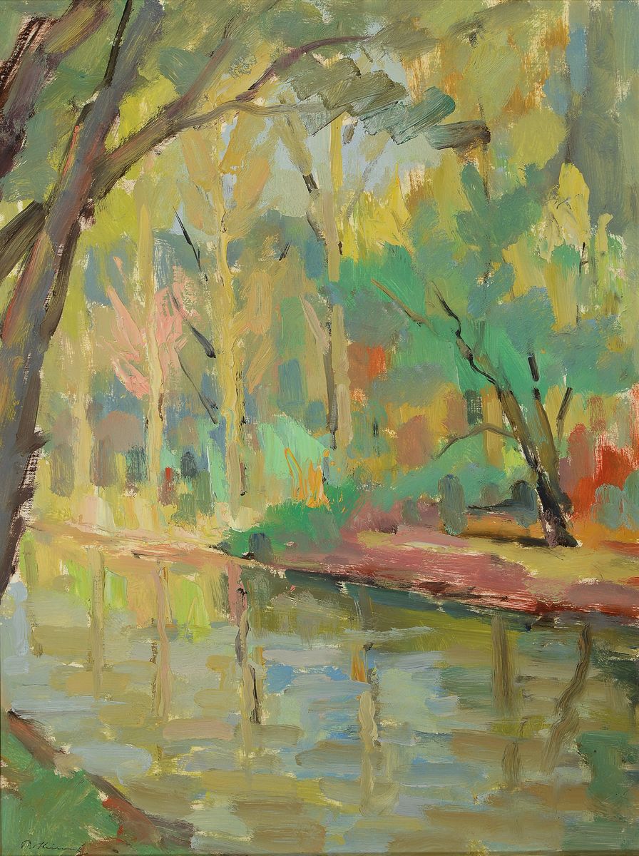 Philippe Steinmetz, 1900-87, "Altrheinlandschaft, Öl/Malkarton, signiert, ca. 40 x 30 cm, Rahmen