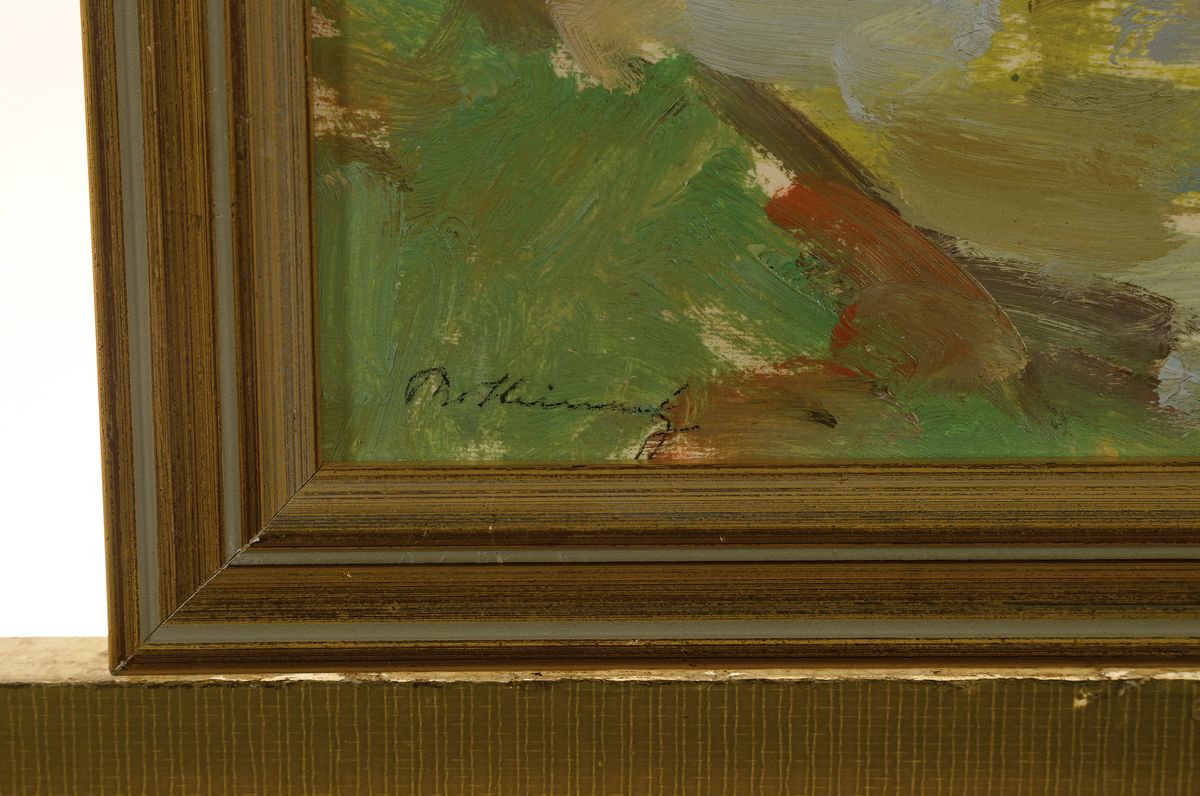 Detail a: Philippe Steinmetz, 1900-87, "Altrheinlandschaft, Öl/Malkarton, signiert, ca. 40 x 30 cm, Rahmen