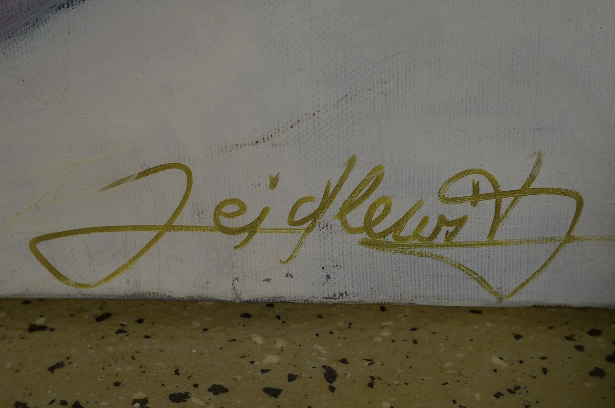 Detail a: Doris Zeidlewitz, geb. 1959, Studium am Städel in Frankreich und an der Hochschule für Gestaltung Offenbach, hier: "Greta", Öl/Lwd, ...