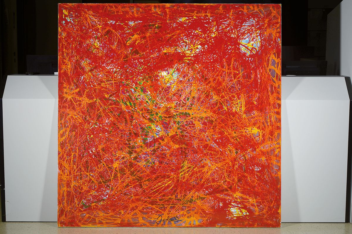 Detail k: Doris Zeidlewitz, geb. 1959, Studium am Städel in Frankreich und an der Hochschule für Gestaltung Offenbach, hier: "Vernetzung", ...