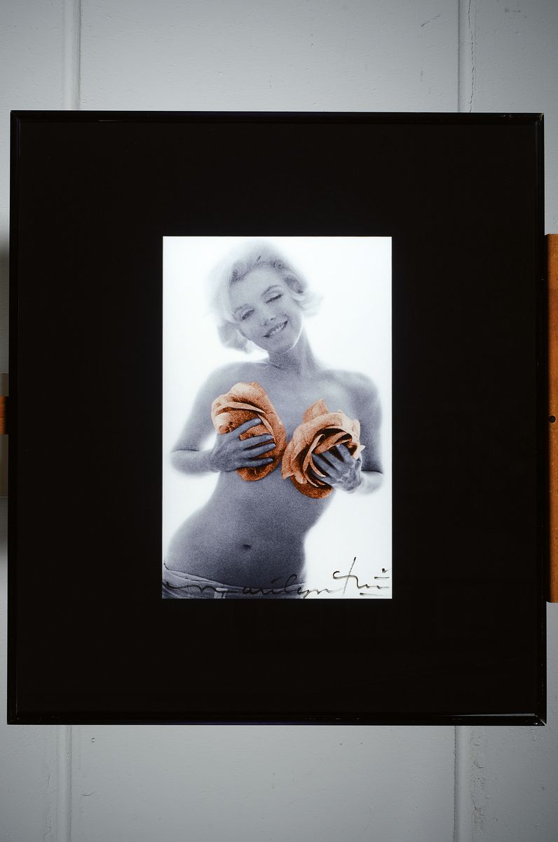 Detail k: Bert Stern, 1929-2013, Fotografie auf dickem Fotopapier, Drucktechnik, hochwertiger Iris Print, Titel: "Marilyn gold wing roses", ...