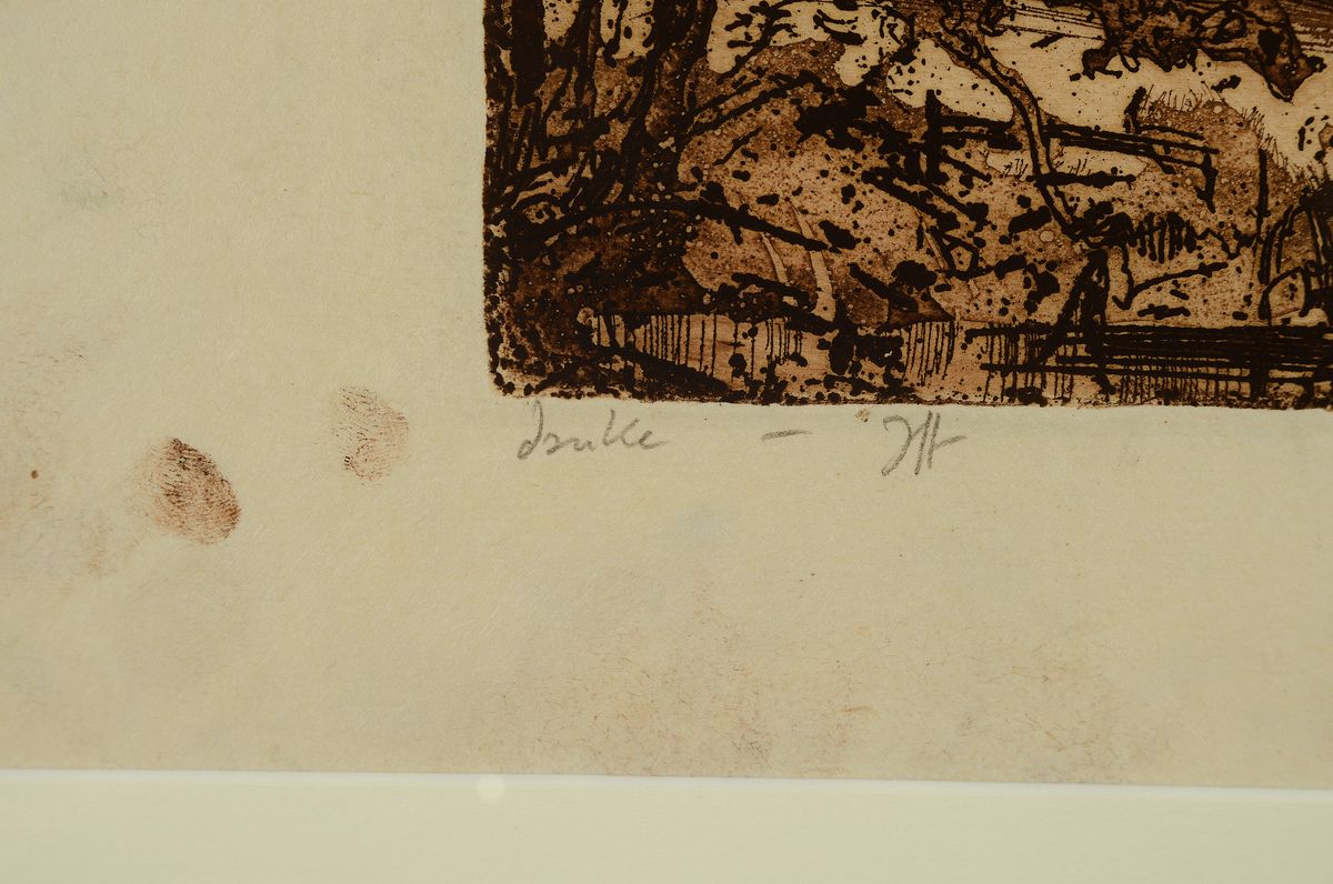Detail a: Horst Janssen, 1928 - 1995, Radierung auf feinem Japanbütten, Probedruck für den Drucker vor der eigentlichen Auflage, daher Unikatcharakter, diese ...