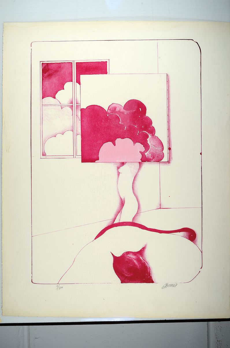 Detail k: Bruno Bruni, geb. 1935, 2 Graphiken,a. Farbserigrafie, num. 86/99, handsigniert, 75 x 61.5 cm, von 1969, und b. Farblitho auf dickem Büttenpapier, ...