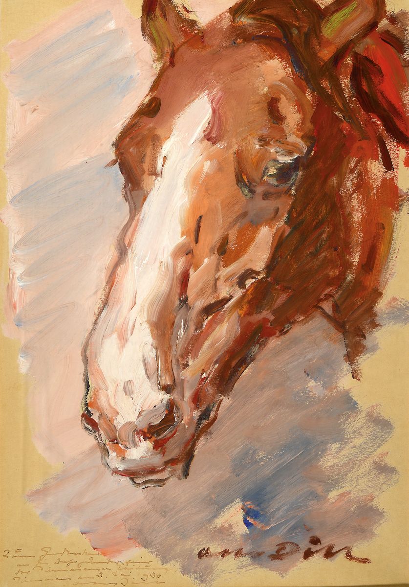 Otto Dill, 1906 - 2006, Pferdekopf, Öl/Karton, handsigniert, mit Widmung: Zum Gedenken an die erste Junior Trainer..... 3. Mai 9:30 Otto Dill, ca. ...