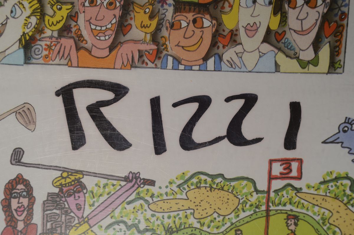 Detail l: James Rizzi 1950 - 2011, Manhatten Golf Classic 2006, Offset auf Hochglanzpapier, die Offsets wurden vom Golf-Club an die Turnierteilnehmer verteilt, ...