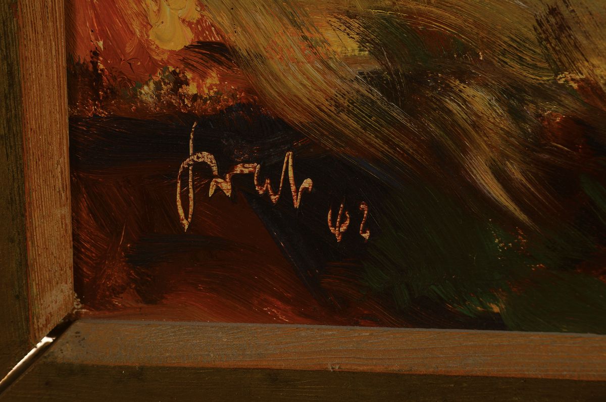 Detail a: Karl Graf, 1902-1986 Speyer, 2 Bilder Landschaft in der Pfalz, Öl/Lwd, links unten signiert und dat. 42, ca. 65x115cm, R. ca. 75x125cm, Spanische ...
