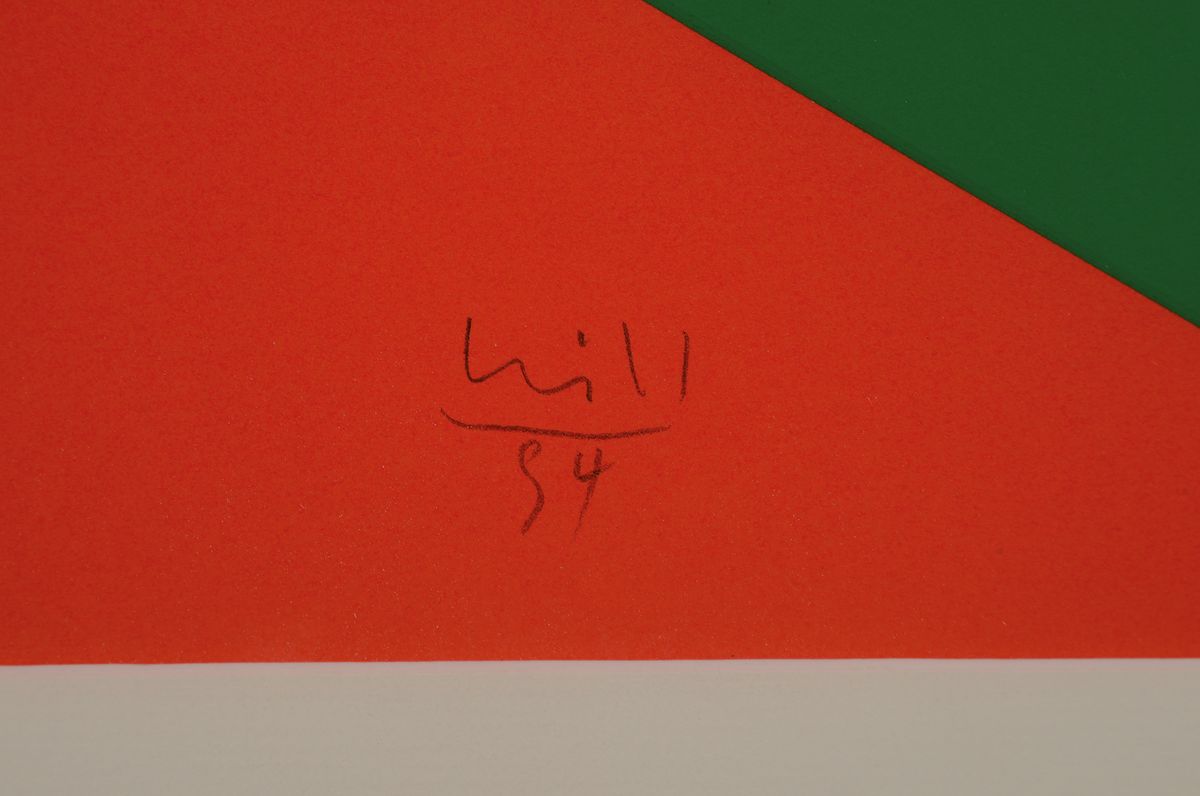 Detail a: Max Bill, 1908 - 1994, Serigrafie auf dickem Karton, kleine Auflage 21/35, handsigniert, aus 1994, Blattmaß 84 x 59.5 cm, unter Glas, Rahmen, PP., ...