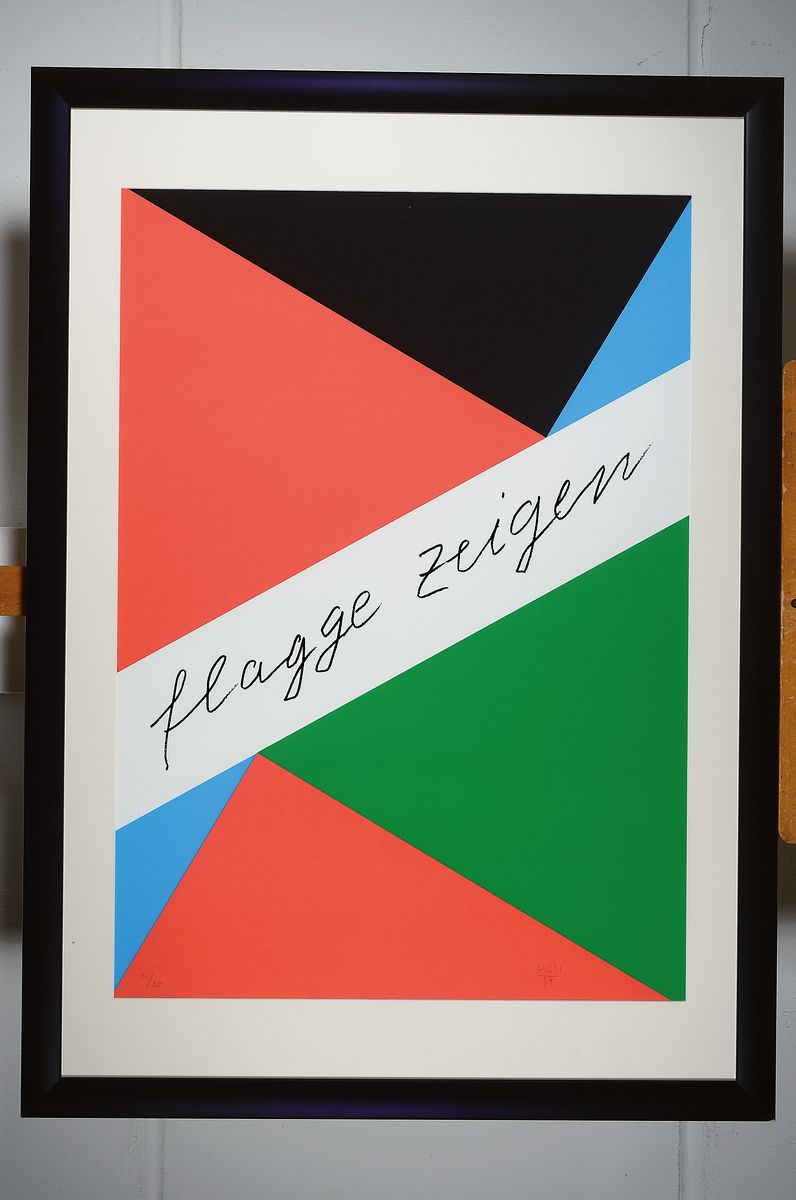 Detail k: Max Bill, 1908 - 1994, Serigrafie auf dickem Karton, kleine Auflage 21/35, handsigniert, aus 1994, Blattmaß 84 x 59.5 cm, unter Glas, Rahmen, PP., ...