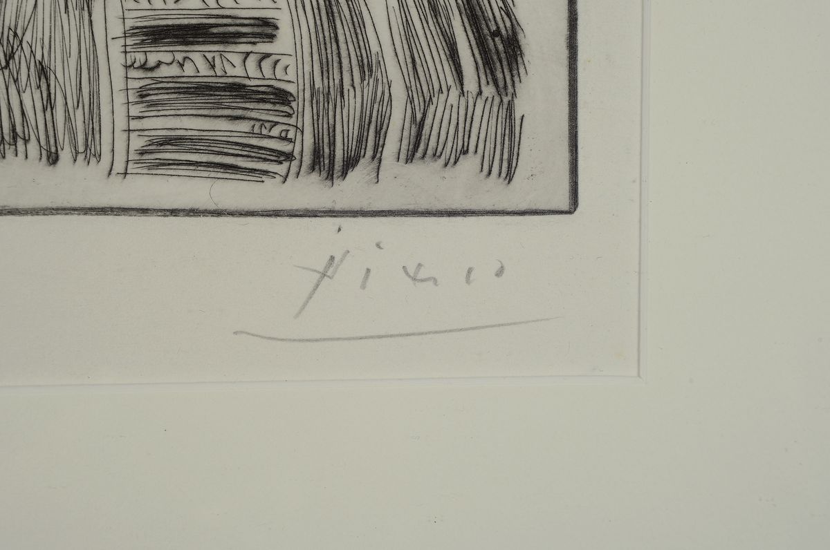 Detail a: Pablo Picasso, 1881 - 1973, Radierung aus der Suite 347, handsigniert, num. 12/50, Auflage 50 + 17, Plattengröße 14 x 11 cm, Rahmengröße ca. 32.5 ...