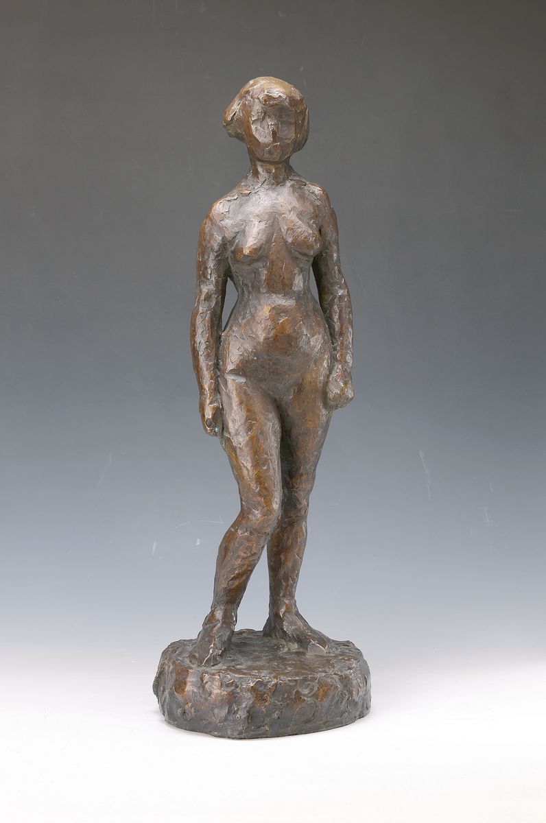 Hans Purrmann, 1880 Speyer-1966 Basel, Studium in Karlsruhe, Meisterschüler von Franz von Stuck, hier: große Bronzeskulptur, Mädchen mit ...