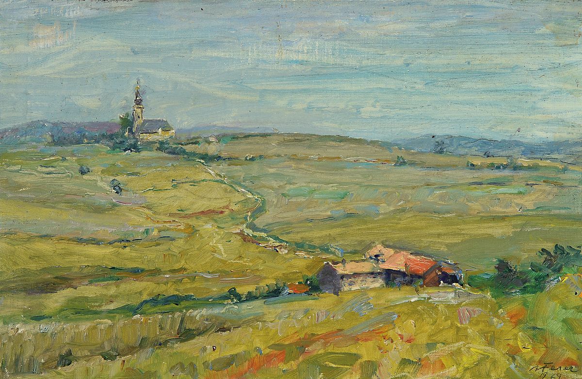 Albert Feser, 1901 - 1993, Ölgemälde, bekannter Hamburger impressionistischer Künstler, "Süddeutschland", rückseitig handsigniert, ...