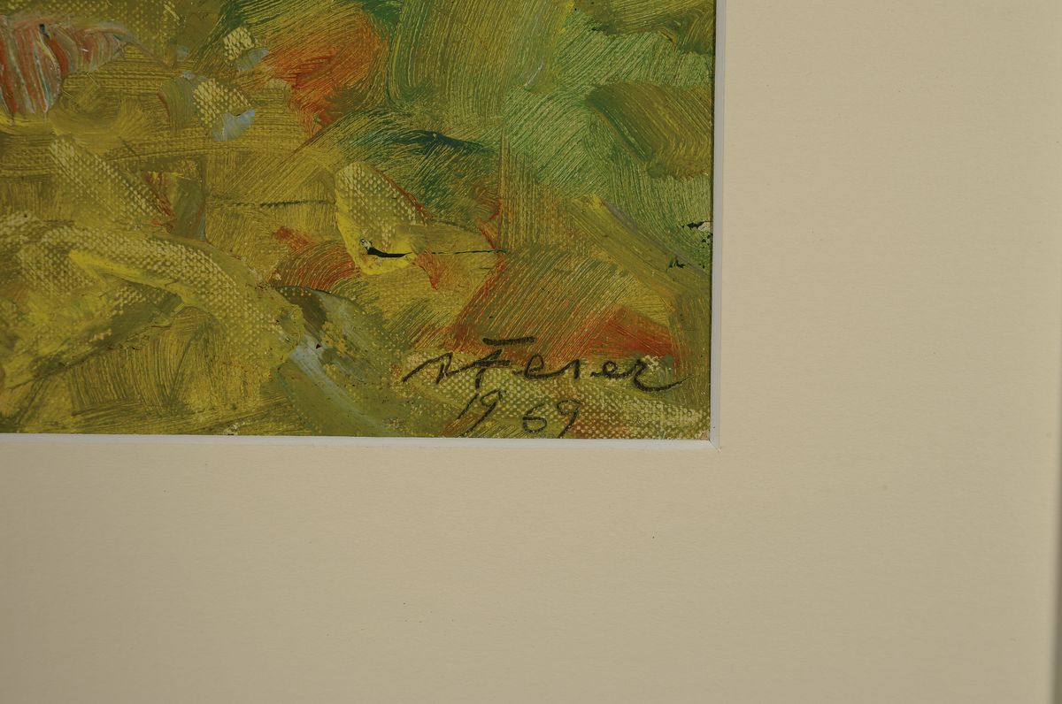 Detail l: Albert Feser, 1901 - 1993, Ölgemälde, bekannter Hamburger impressionistischer Künstler, "Süddeutschland", rückseitig handsigniert, ...
