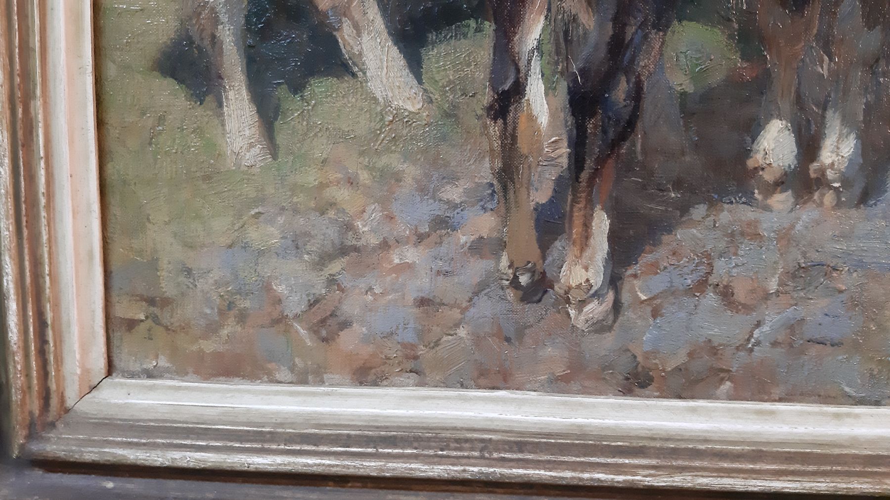 Detail g: Heinrich von Zügel, 1850 Murrhardt - 1941 München, Hütejunge mit Weidetieren am Gatter, typ. Gemälde für die Zeit zwischen 1895 - 98Führung des ...