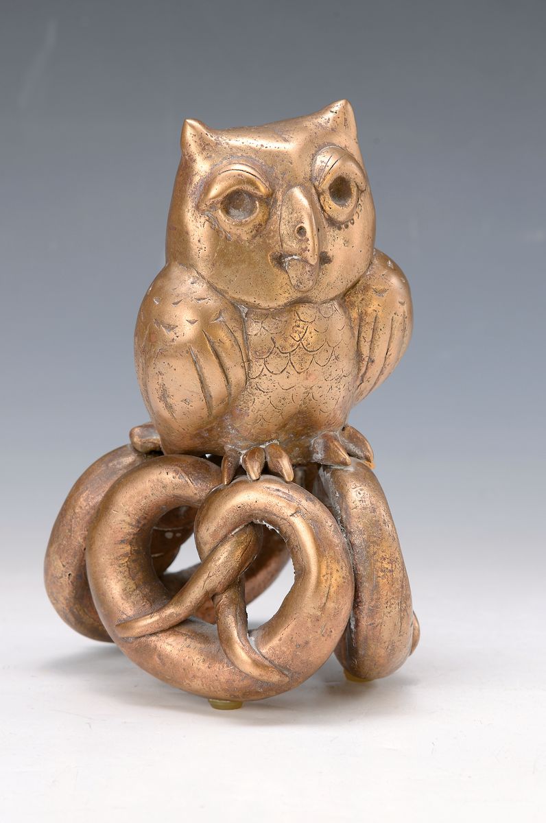 Gernot Rumpf, geb. 1941 Kaiserslautern, Brezelkautz, Bronzeskulptur, geplanter Entwurf für die Stadt Speyer mit Bezug auf das Brezelfest, Kautz auf ...
