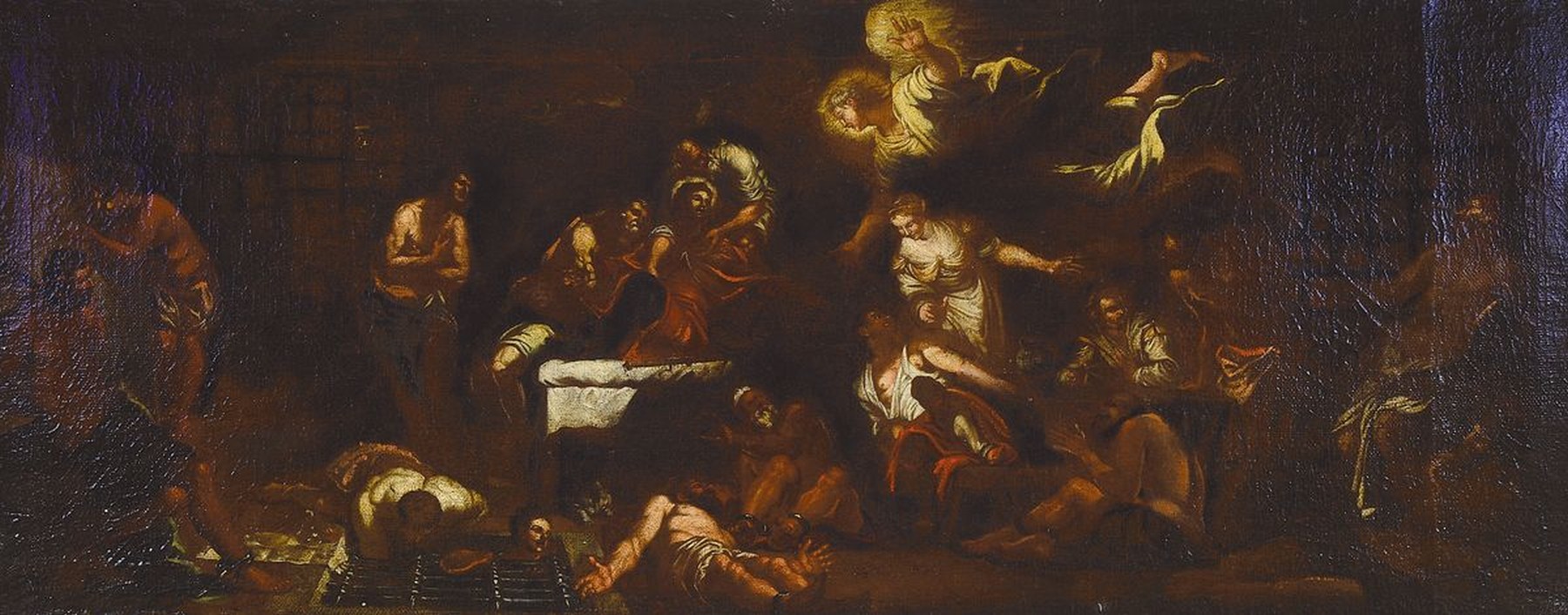 Detail a: Unbekannter Meister, Italien, um 1680, zwei Pendants aus der Apostelgeschichte Petris: Petrus bei den Kranken und Leidenden und Befreiung aus dem ...