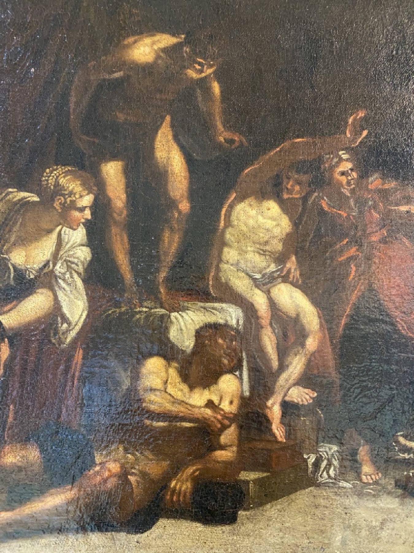 Detail e: Unbekannter Meister, Italien, um 1680, zwei Pendants aus der Apostelgeschichte Petris: Petrus bei den Kranken und Leidenden und Befreiung aus dem ...