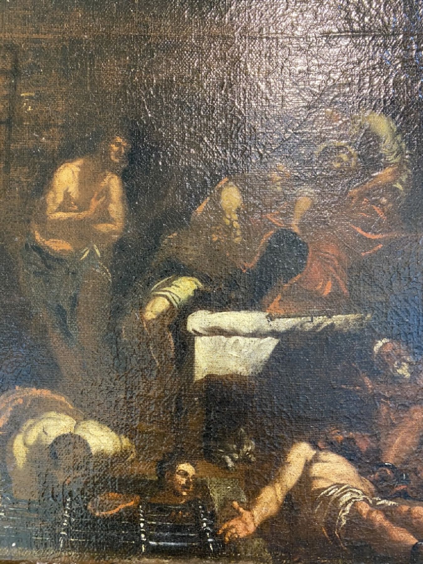 Detail h: Unbekannter Meister, Italien, um 1680, zwei Pendants aus der Apostelgeschichte Petris: Petrus bei den Kranken und Leidenden und Befreiung aus dem ...