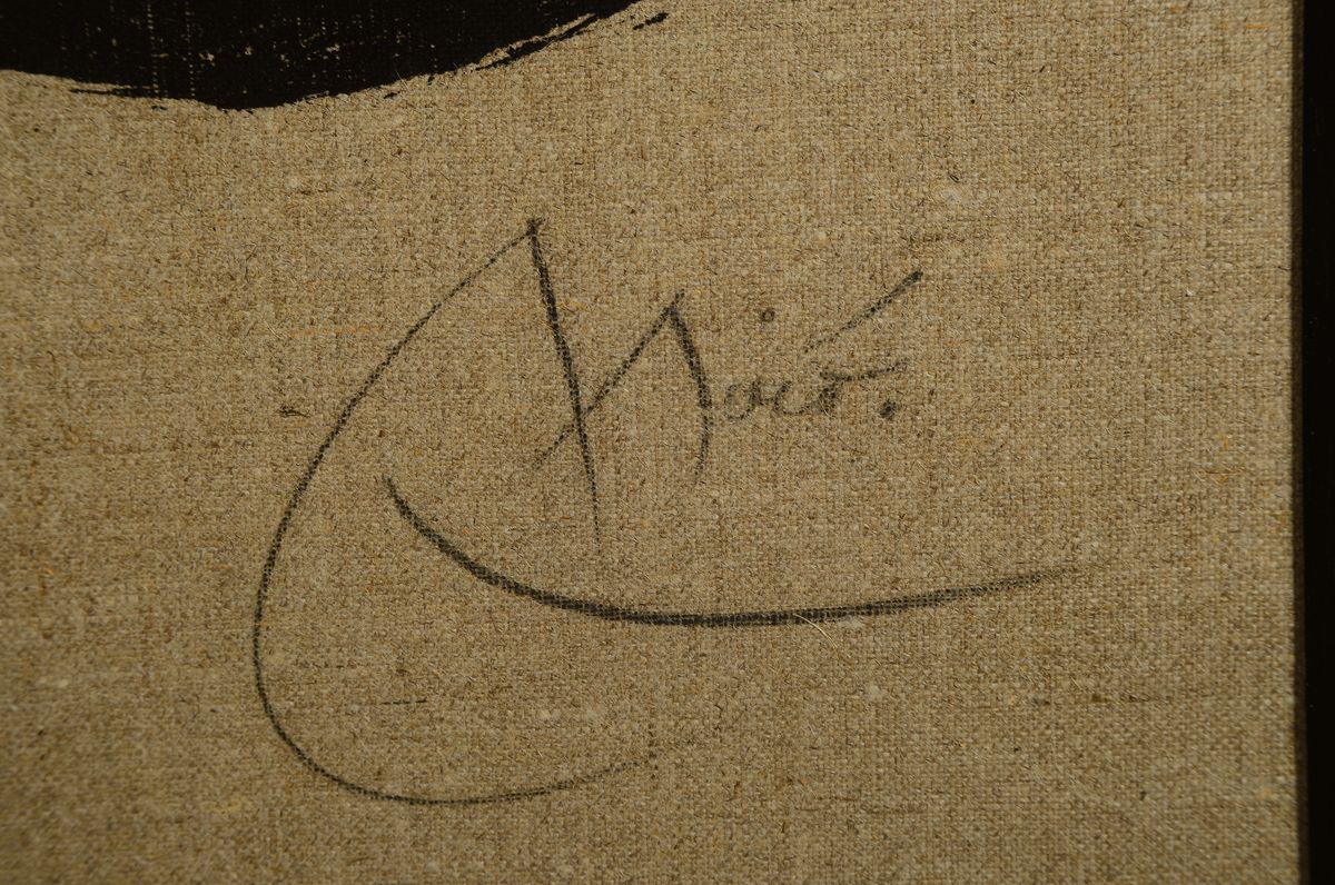 Detail a: Joan Miro, 1893 - 1983, "La Conversation", aus 1969, Farblithografie auf Jute, auf Mandeure-Chiffon kaschiert, handsigniert und nummeriert, ...