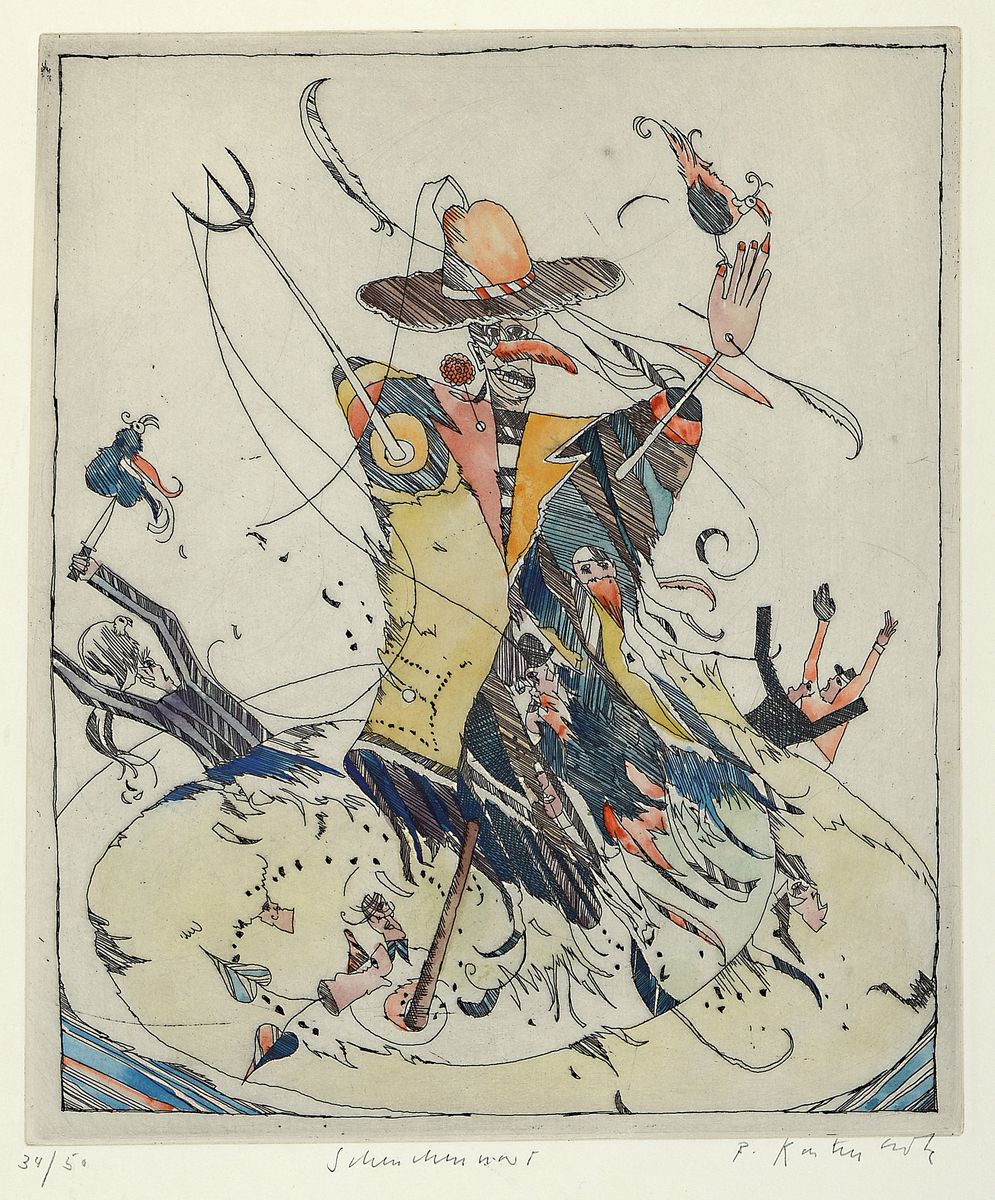 Bernd Kastenholz, geb. 1943 Speyer, kolorierte Radierung, rechts unten signiert, betitelt, nummeriert 34/50, unter Glas gerahmt, ca.34x29cm/50x42cm