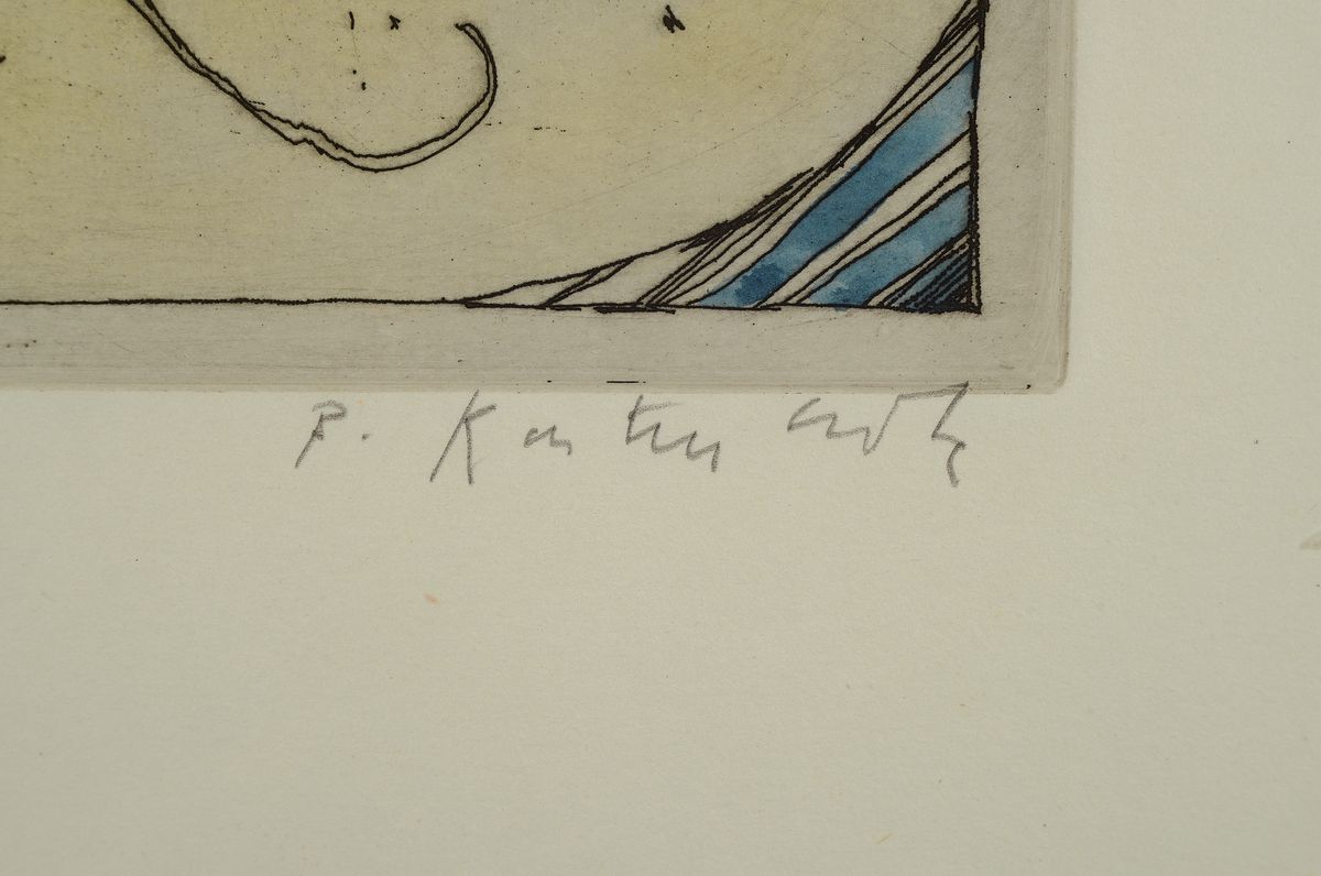 Detail e: Bernd Kastenholz, geb. 1943 Speyer, kolorierte Radierung, rechts unten signiert, betitelt, nummeriert 34/50, unter Glas gerahmt, ca.34x29cm/50x42cm