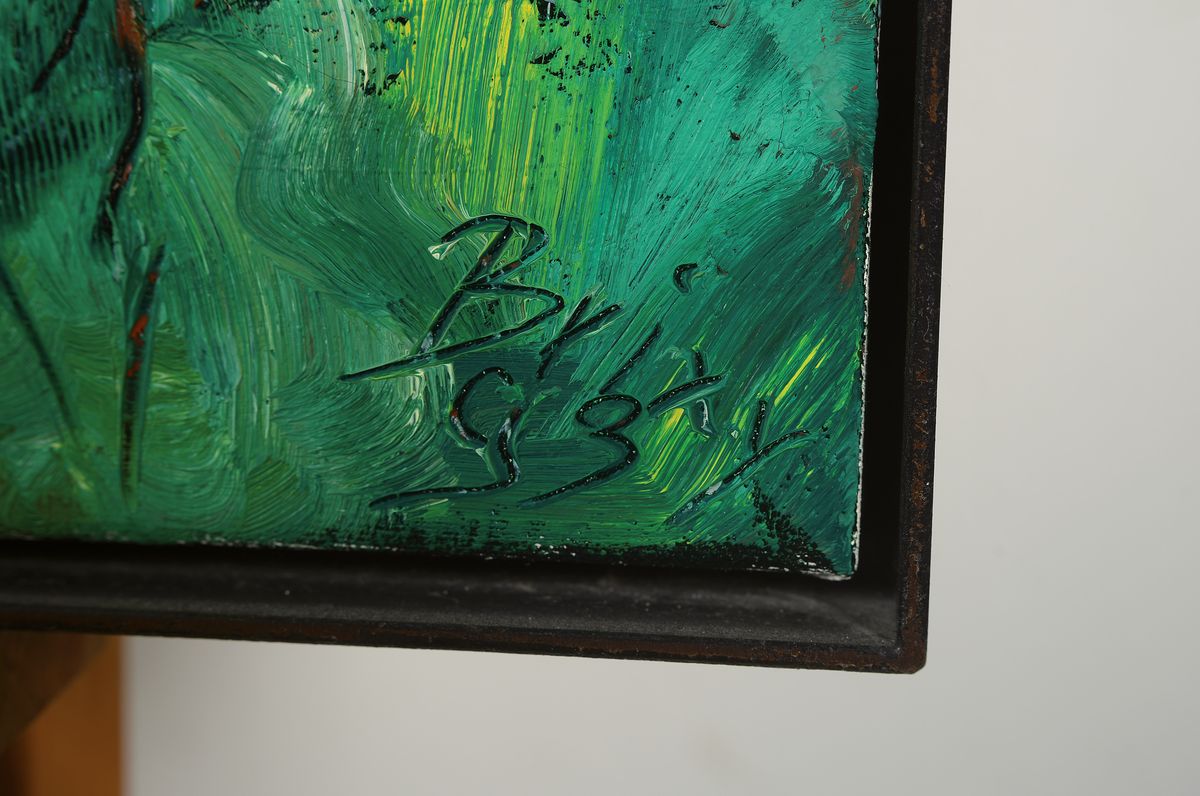 Detail a: Dietmar Brixy, geb. 1961, bekannter Mannheimer Künstler, hier: Triptychon, abstr. Komposition mit drei figürlichen Darstellungen, Acryl/Leinwand, ...