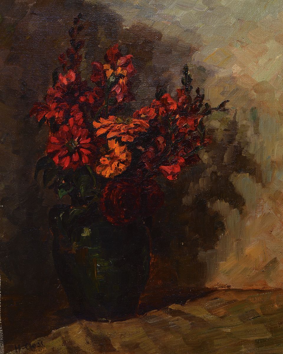 Helene Closs, 1866 Stuttgart-1945 Ravensburg, Blumenstillleben in Vase, Öl/Lwd, links unten signiert, ca. 59x46cm/ 70x58cm, Rahmen