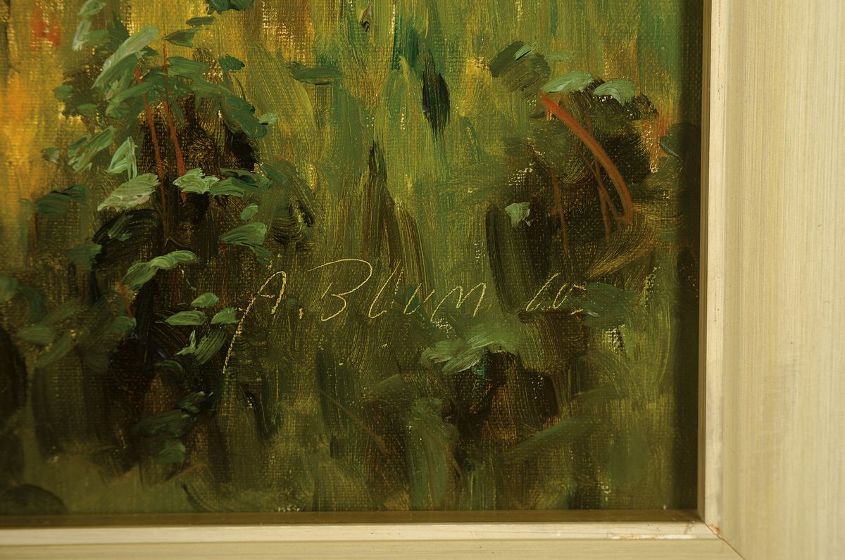 Detail a: Adolf Blum, geb. 1906 Bergen-Enkheim, hessische Landschaft im Taunus, so rückseitig bezeichnet, Öl/Lwd, rechts unten signiert, ca. 60x80cm/73x93cm, ...