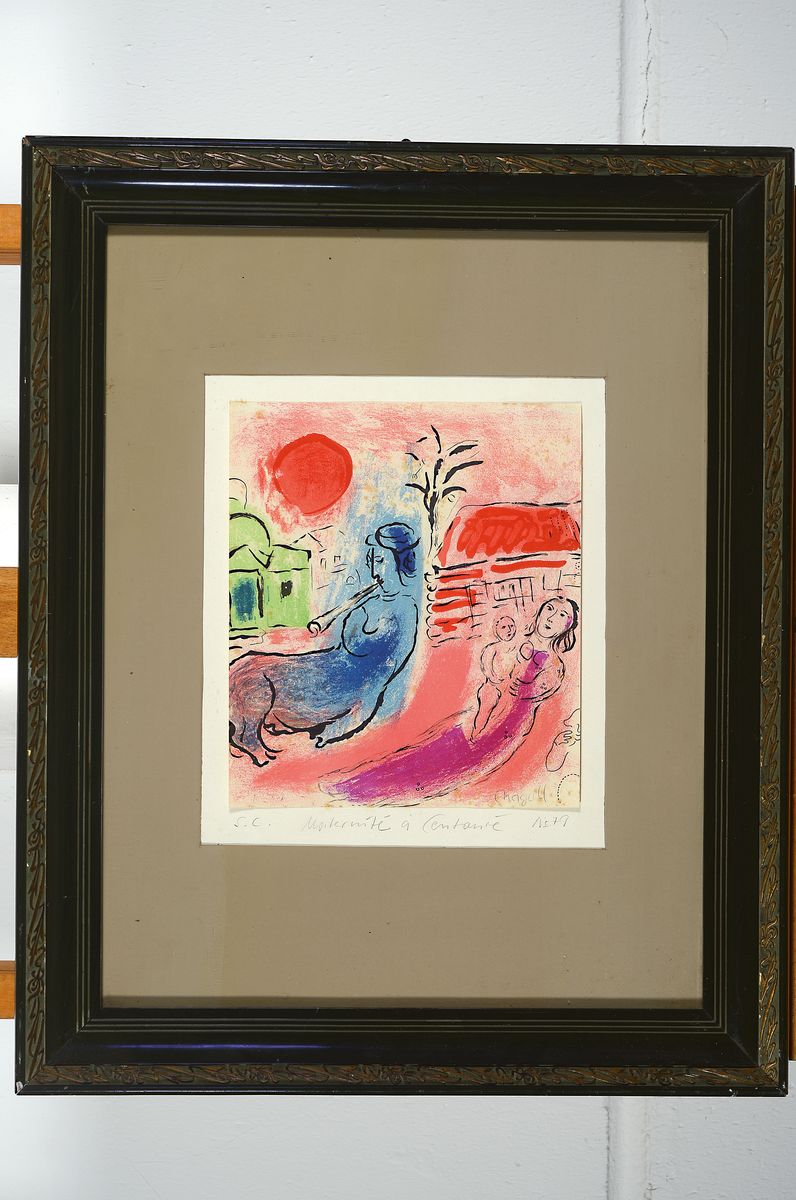 Detail k: Marc Chagall, 1887-1985, Matermite a Centaure, Farblithografie, rechts unten signiert, nummeriert No. 79, unter Glas gerahmt, ca. 23x21cm/53x43cm