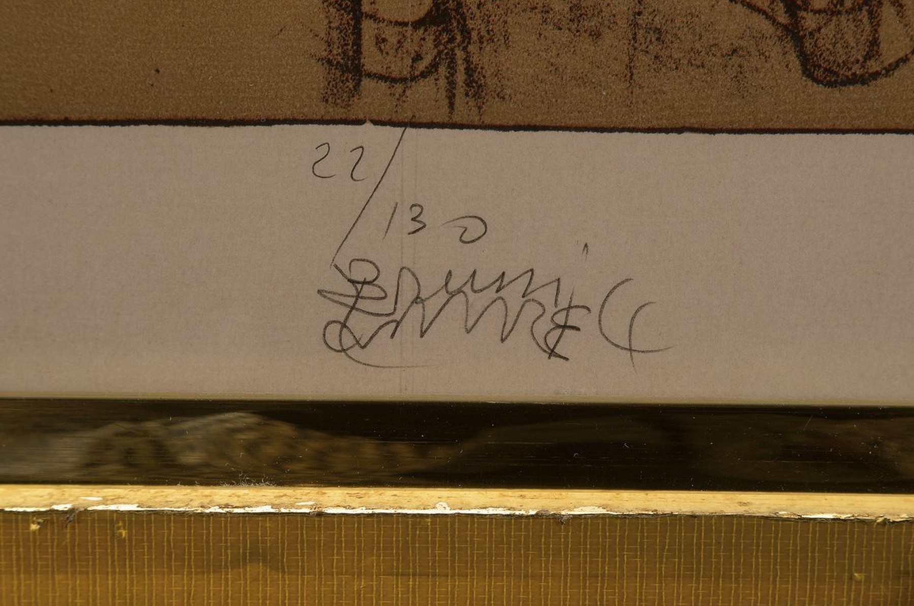 Detail p: Bruno Bruni, geb. 1935 Gradara, Skizzenblatt für Huber zu Weihnachten 1974, Originallithographie, handsigniert und nummeriert 22/130, ...