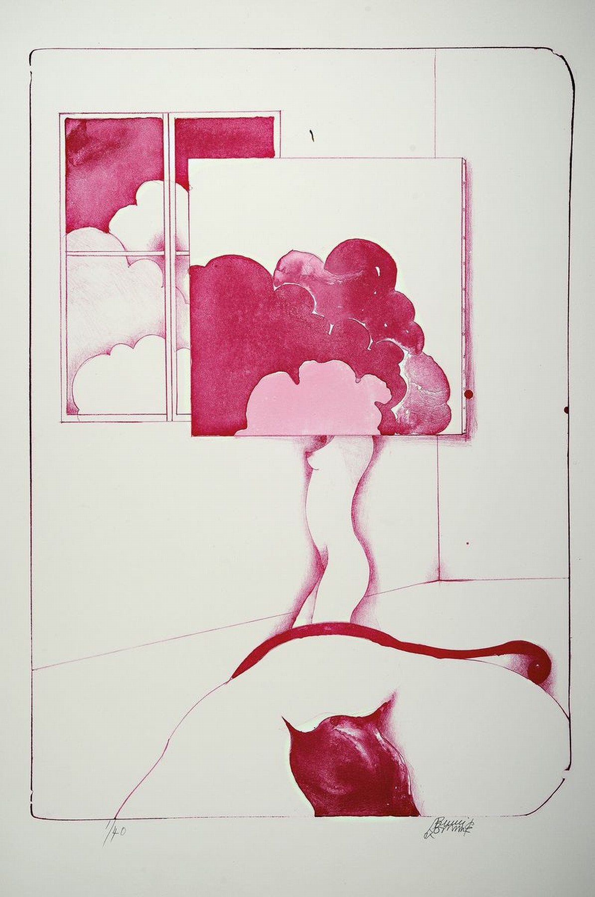 Bruno Bruni, geb. 1935 Gradara, Tra le nuvole, Origina-Lithographie, handsigniert und nummeriert 1/40, Werksverzeichnis 49, ca. 70x49cm