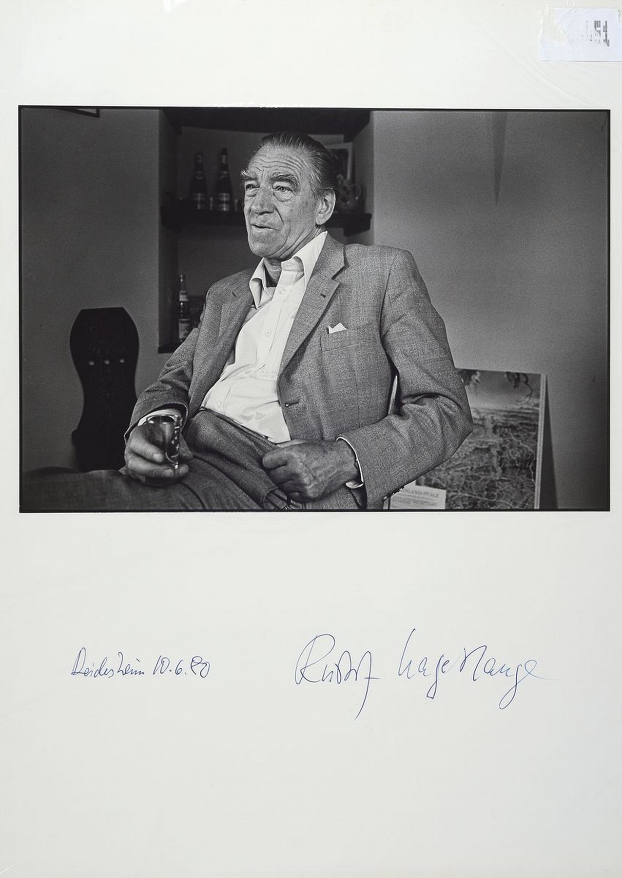 Hartmut Frien, Kunstfotograf, hier: Rudolf Hagelstange, bekannter Schriftsteller der Nachkriegszeit, signiert und datiert 10.6.1980 von ...