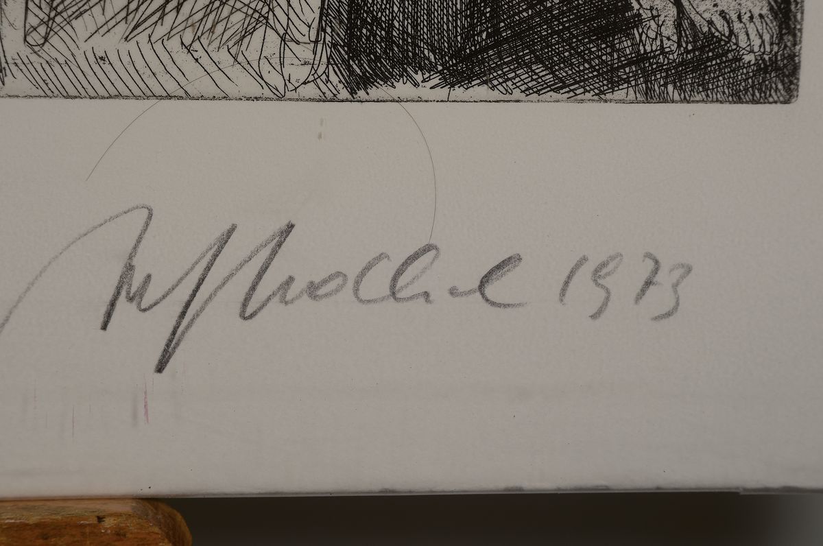 Detail e: Alfred Hrdlicka, 1928 Wien - 2009, Radierung Kampfszene mit Minotaurus, HC, handsigniert und datiert 73, ca. 50 x 69 cm, Blattmaß ca. 63 x 90 cm, ...