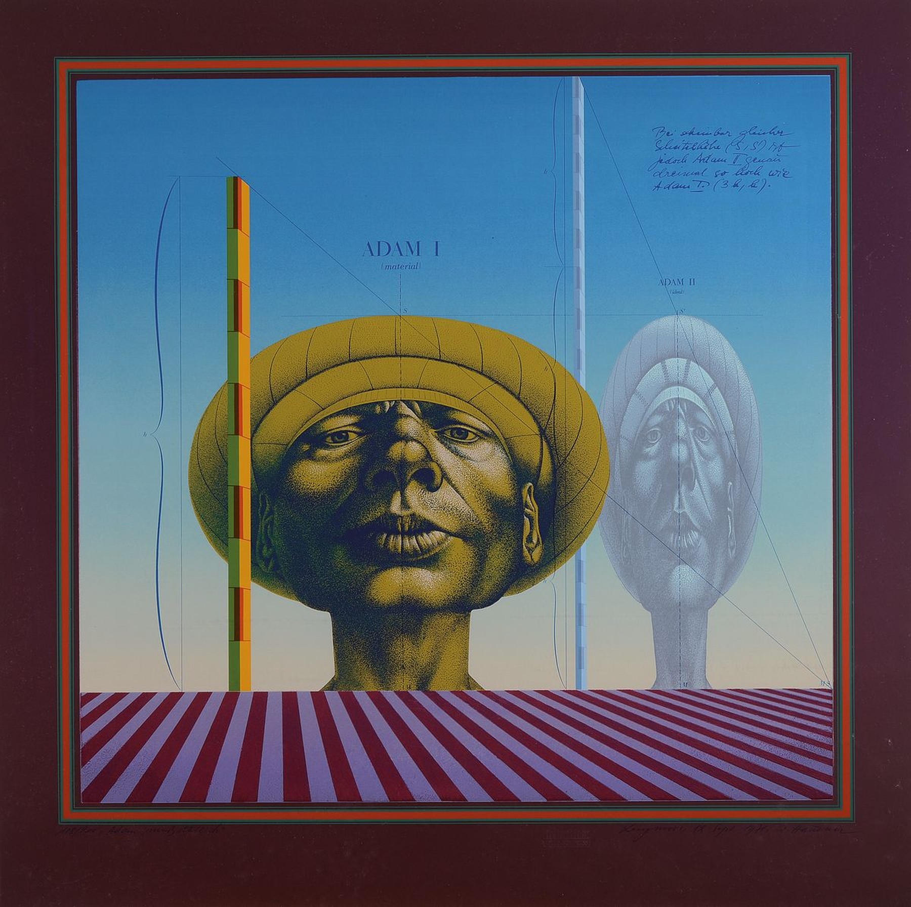 Adam Hausner, Wien 1914 - 1995 Mödlingen, "Adam maßstäblich", li. u. bezeichnet und num. 108/200, betitelt, re. unten bez Langenmoos 12. ...