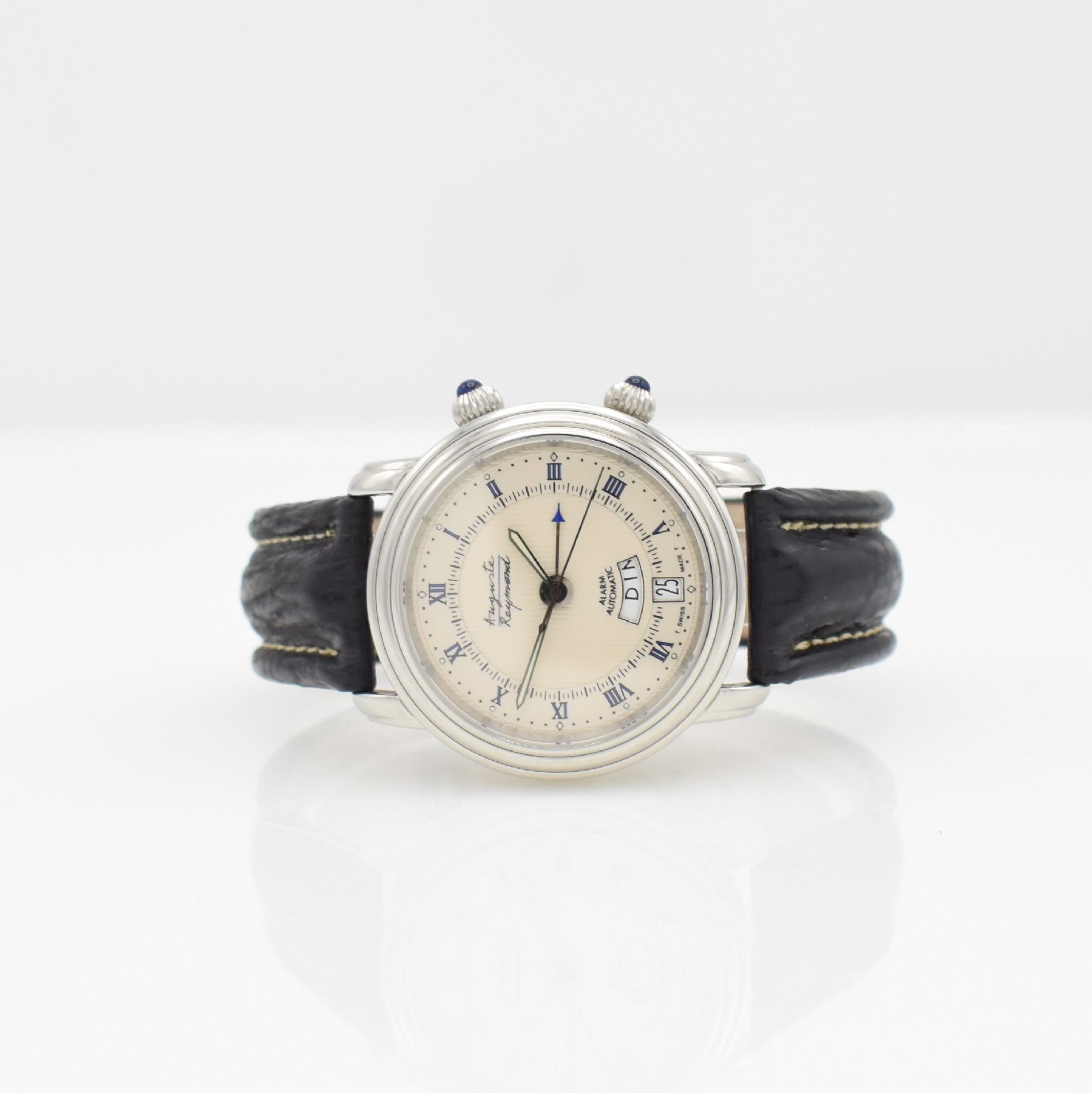 AUGUSTE REYMOND limitierter Armbandwecker, Schweiz um 1997, limitiert auf 100 Stück, Automatik, Ref. 611050, beids. vergl. Edelstahlgeh. inkl. orig. ...